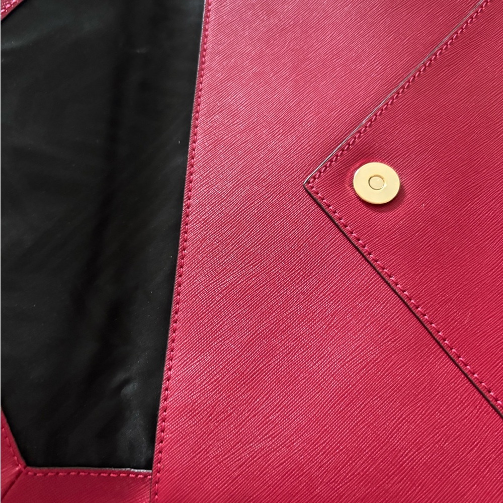 Rebecca Minkoff Red Saffiano Leather Envelope Clutch - Picture 4 of 8